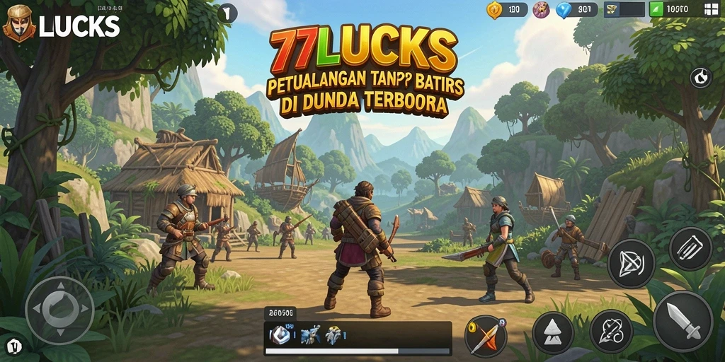 Screenshot gameplay 77LUCKS yang menampilkan eksplorasi dunia terbuka.