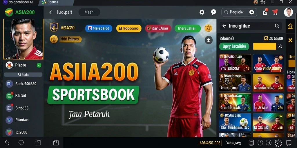 Tampilan utama ASIA200 dengan pilihan taruhan olahraga yang menarik.