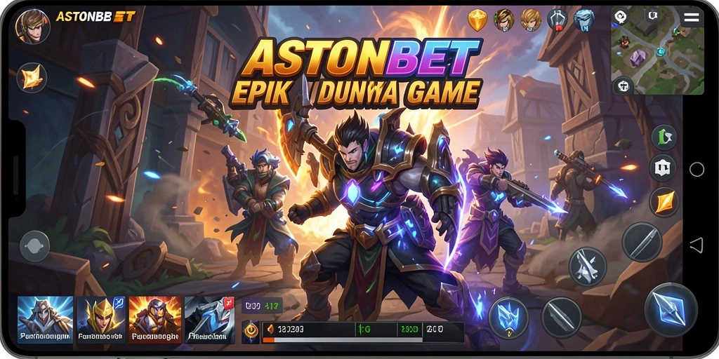 Tampilan gameplay seru dari ASTONBET saat karakter bertarung di arena.