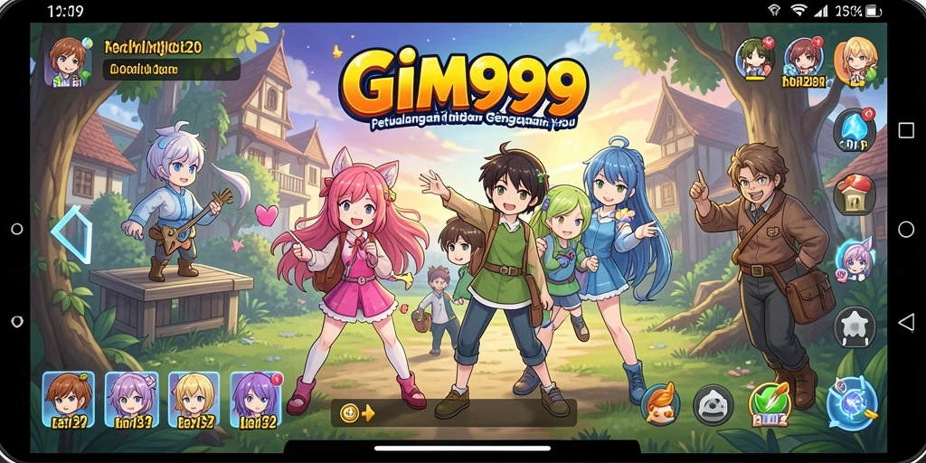Screenshot gameplay <strong>GIM999</strong> menampilkan karakter anime yang beraksi dalam pertempuran epik.