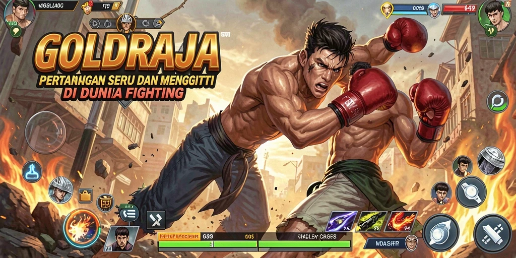 GOLDRAJA menampilkan aksi pertarungan yang intens dan mendebarkan.
