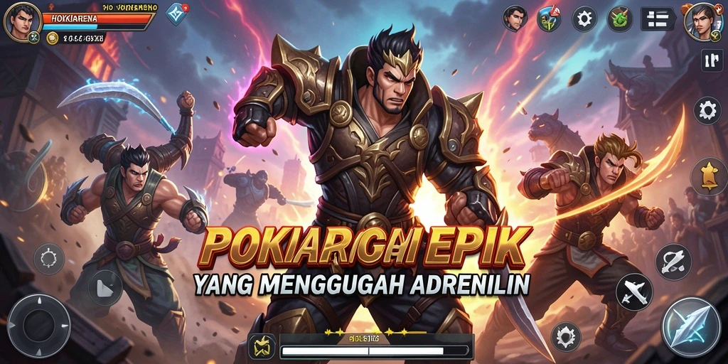 Tampilan menegangkan saat karakter bertarung di arena HOKIARENA.