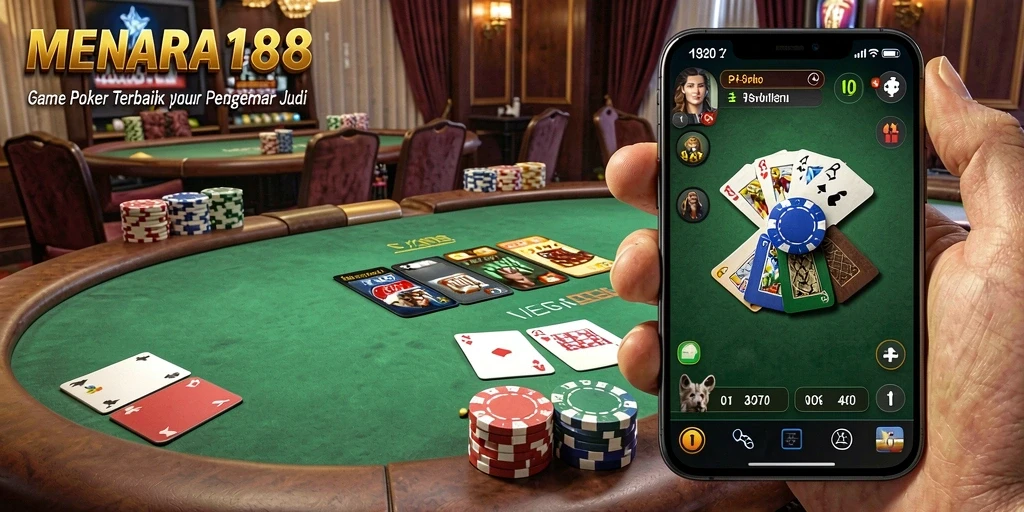 Tampilan antarmuka gameplay Poker yang seru di MENARA188.