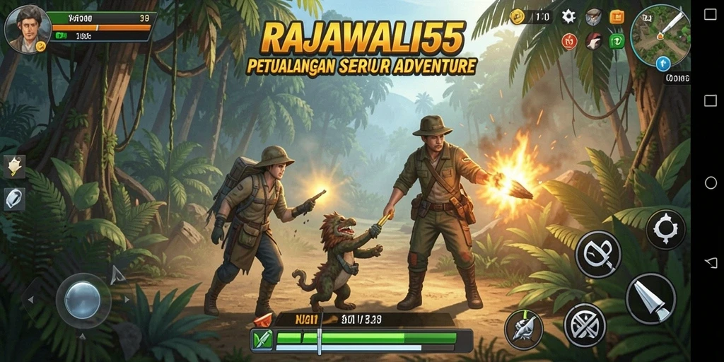 Tampilan screenshot RAJAWALI55 menunjukkan aksi seru dalam gameplay Adventure.