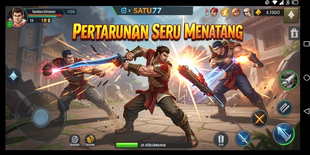 Tampilan seru dari gameplay SATU77 dengan pertarungan yang dinamis.