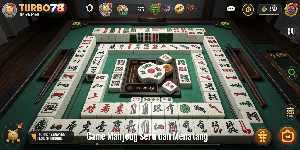Screenshot permainan TURBO78 dengan grafik Mahjong yang menakjubkan.