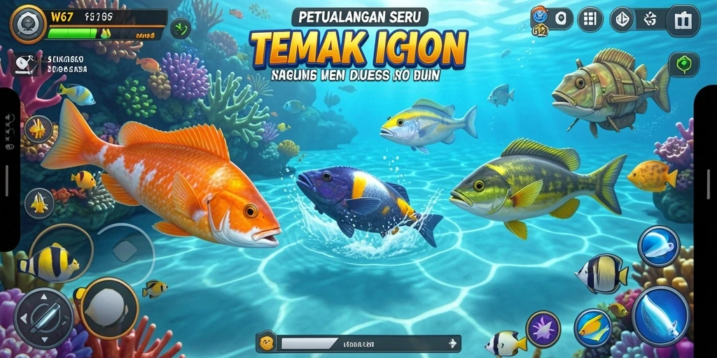 Gameplay W67 yang seru dengan ikan beragam dan tantangan menarik.