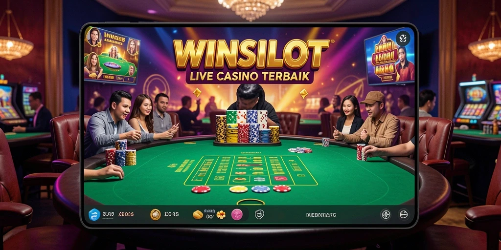 Tampilan menarik gameplay Live Casino WINSLOT di layar perangkat.